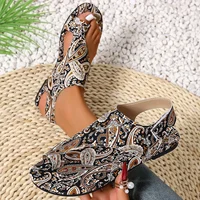 2025 femmes sandales plates confortables sandales plates imprimé bohême Style romain chaussures pour femmes chaussures De mode Sandalias De Mujer 6