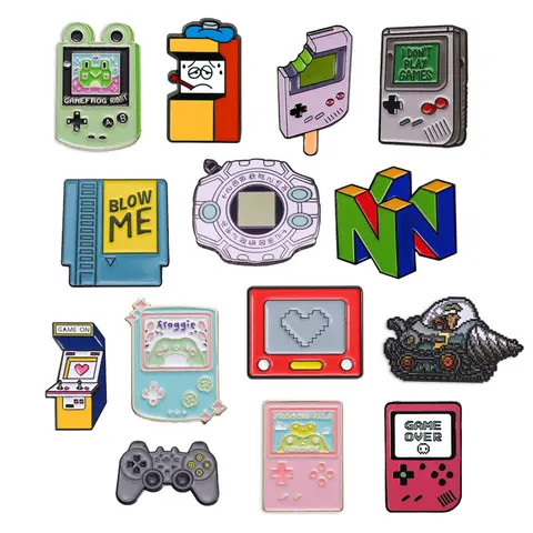 Cartoon Creative Digital Game Console Pin Retro Arcade Game Logo Brooch Metal Badge Student School Bag Pin Accessory