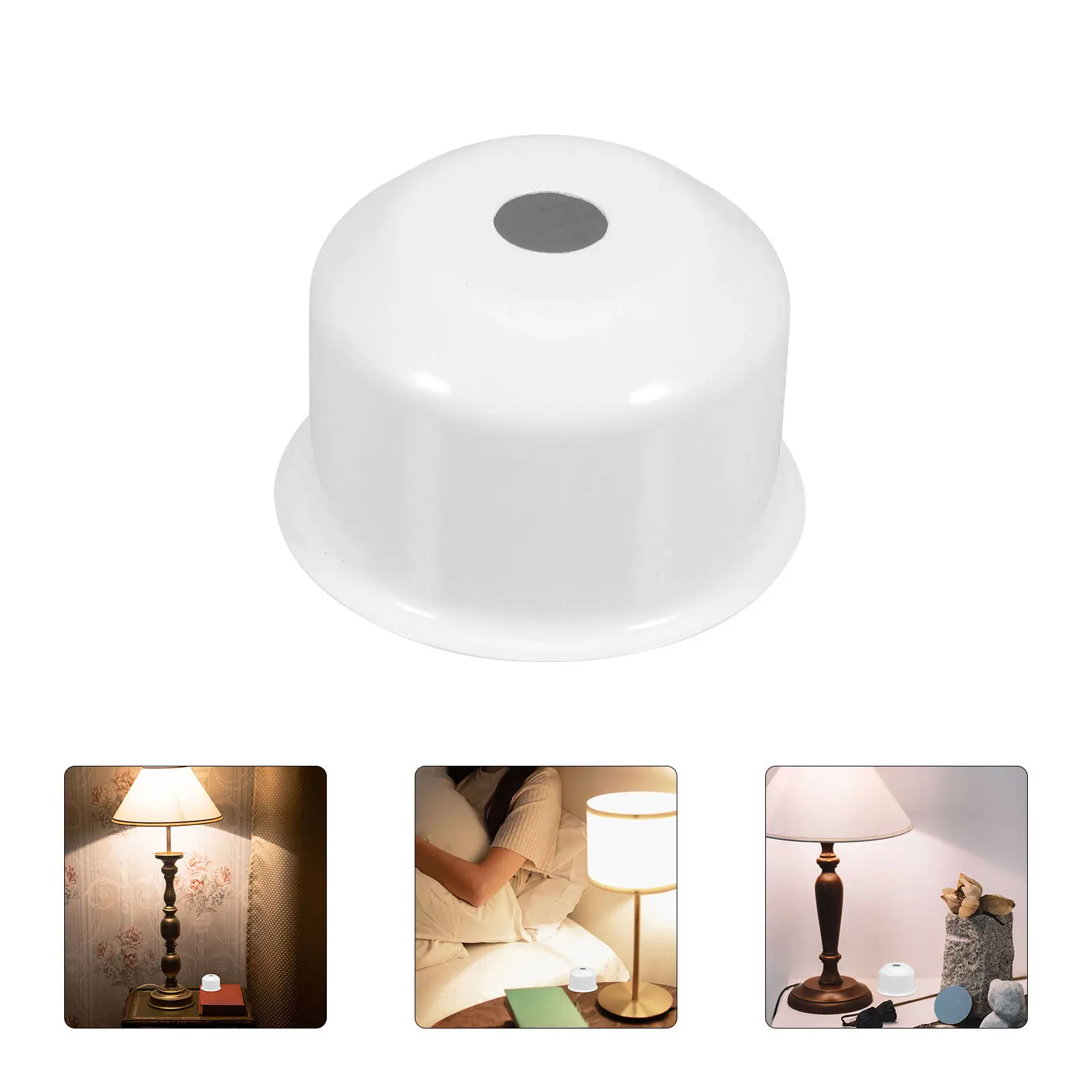 3Pcs Lamp Cup Base Metal Lamp Holder with Elegant Iron Finial Semi-Enclosed Shade Support for Table Ceiling Lighting Setup