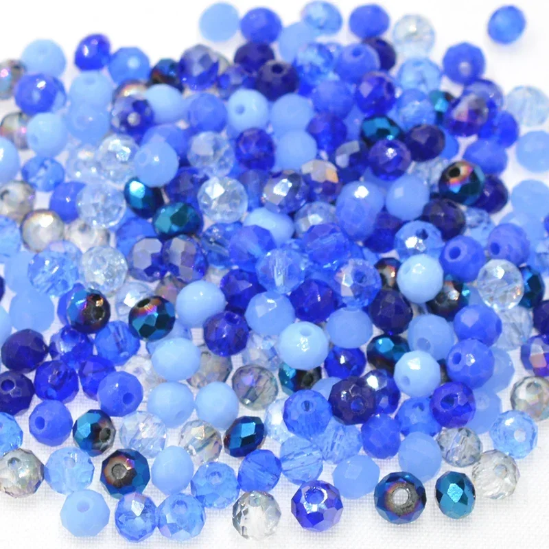 Dark Blue Multicolor 4/6mm 145pcs Rondelle Austria Faceted Crystal Glass Beads Loose Spacer Round Beads for DIY Jewelry Making