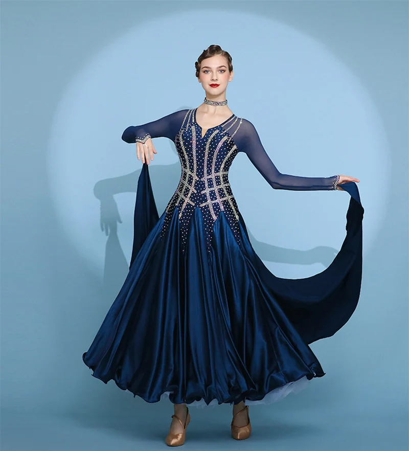 Valzer Ballroom Competition Abiti da ballo Donna 2024 Nuovo design Costume da ballo moderno Abito da ballo standard