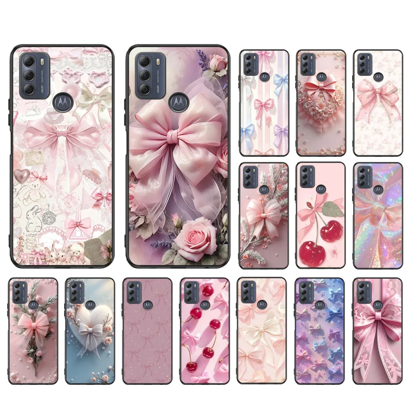 

Pink ribbon bow Phone Case For Motorola G84 G22 G32 G34 G52 G10 G20 G30 G60 G60S G13 G50 G54 G62 G53 G72 G85 G24 Power