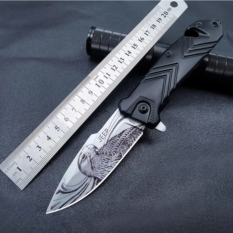 Steel Outdoors Camping Folding Knife EDC Military Tactical Pocket Knives for Hunting and Fishing 3D Printing Men's Gift