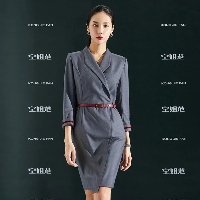 スーツの襟プロフェッショナル制服女性秋冬オフィス通勤ドレスホテルフロント美容師ジュエリーショップ作業服