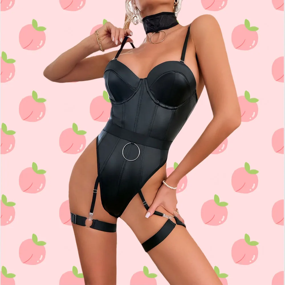 

Сексуальное кожаное боди, женское нижнее белье, порно, эротическое сексуальное нижнее белье, комплекты с цепочкой, латексный комбинезон Тедди с мокрым эффектом, женский ночной клуб