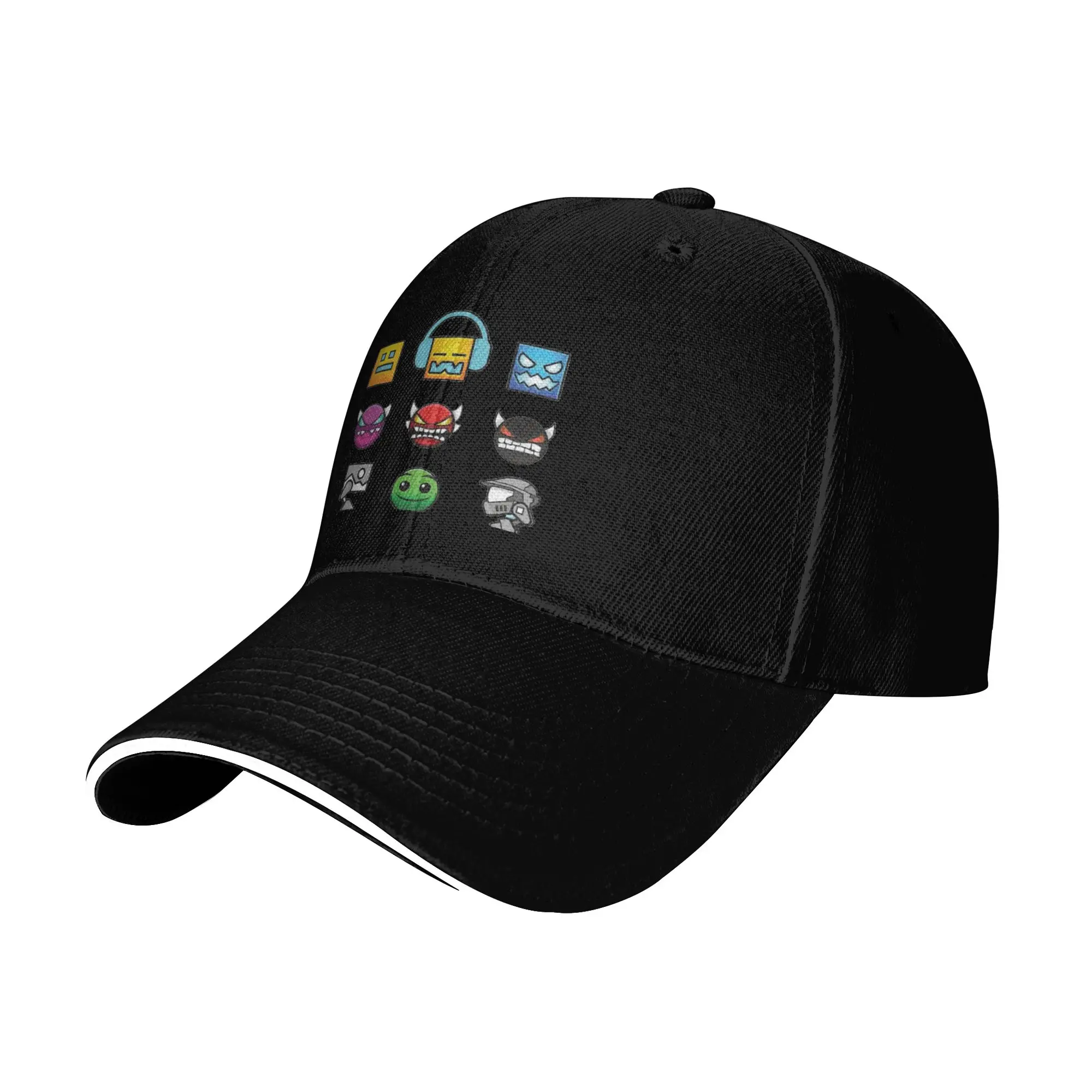 Geometry Cube Dash Gaming Old School Baseball Caps Fashion  Sandwich Caps Men Women Adjustable Sun Cap Outdoor