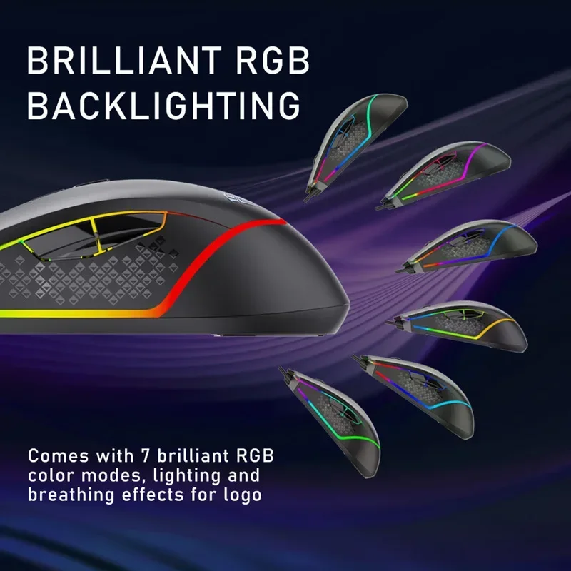 Imagem -06 - Rgb Wired Programável Gaming Mouse Computador Ergonômico para pc Gamer Desktop Laptop Pode Ajustar 6400 Dpi Aula-f805