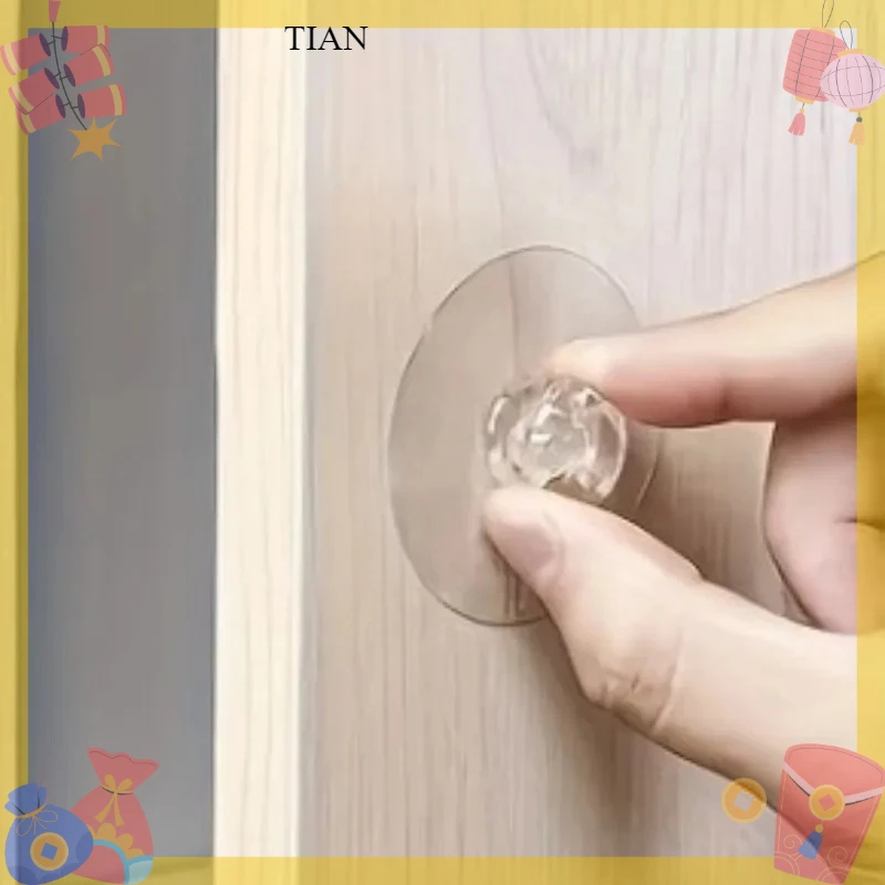 TIAN  Transparent Crystal Door Knobs Drawer Cabinet Door Knobs Handles Self-adhesive Handle with Hook Function Door Wall Decor