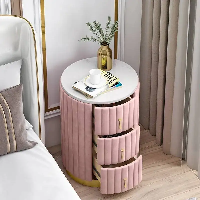 

Bed Side Nightstands Pink Mobile Small Modern Luxury Nightstands Space Saving Meuble De Rangement Storage Furnitures