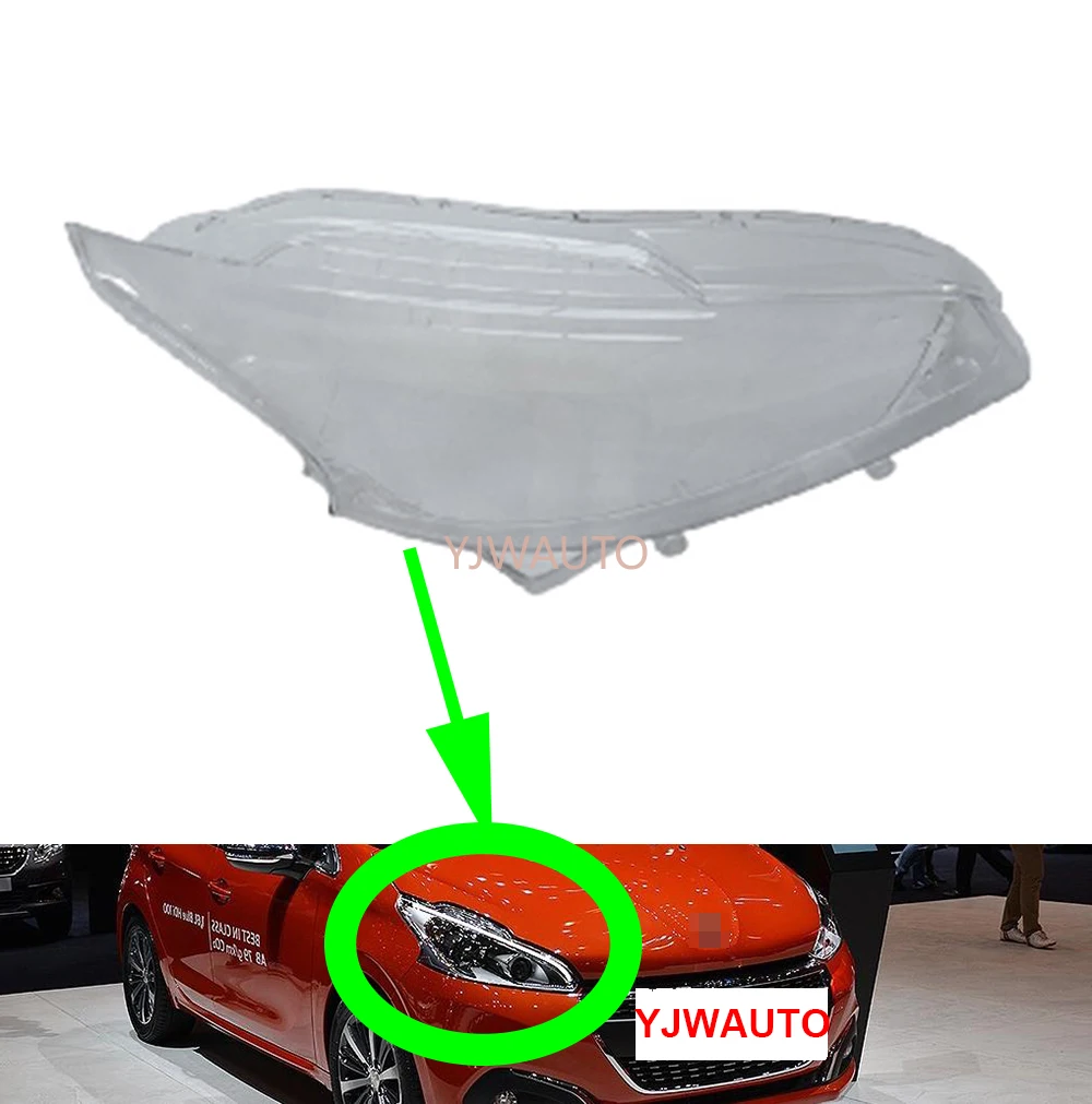 

For Peugeot 208 2012-2018 Car Headlamp Cover Glass Replacement Front Headlight Lens Lampshade Auto Shell