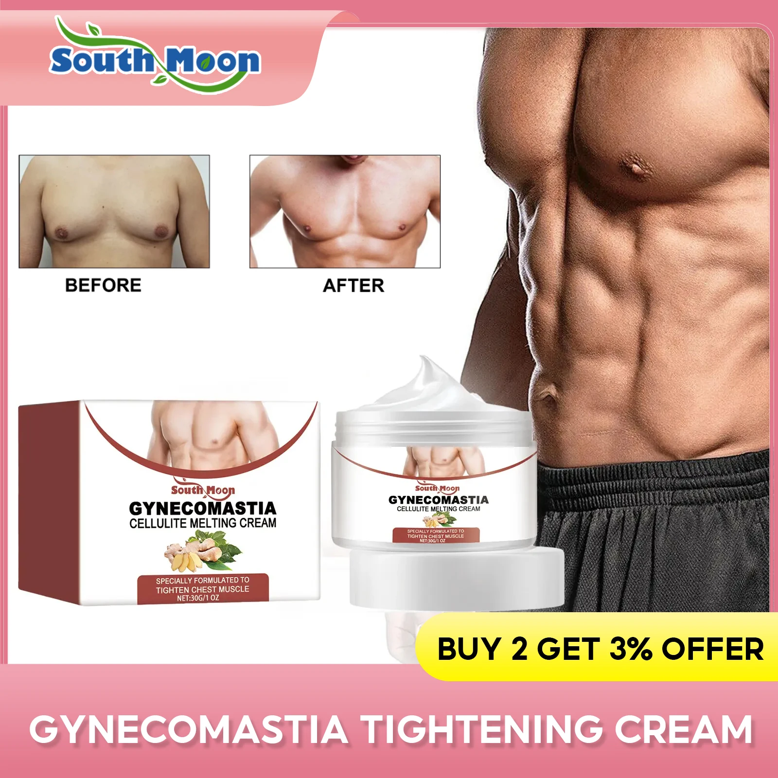 Gynecomastia Tightening Cream Men Breast Firming Abdominal Fat Reduction Strengthen Pectoral Muscles Body Shaping Fitness Cream