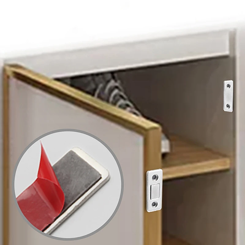 Furnitur penutup pintu kuat, Magnet pintu kabinet tanpa lubang, Laci sekrup tak terlihat ultra-tipis, pengisap pintu Magnet pintu lemari