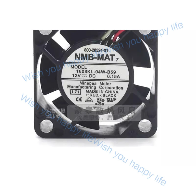 L... NMB 1608KL-04W-B59 4020 DC12V 0.15A 4CM 3-Wire Inverter Cooling Fan