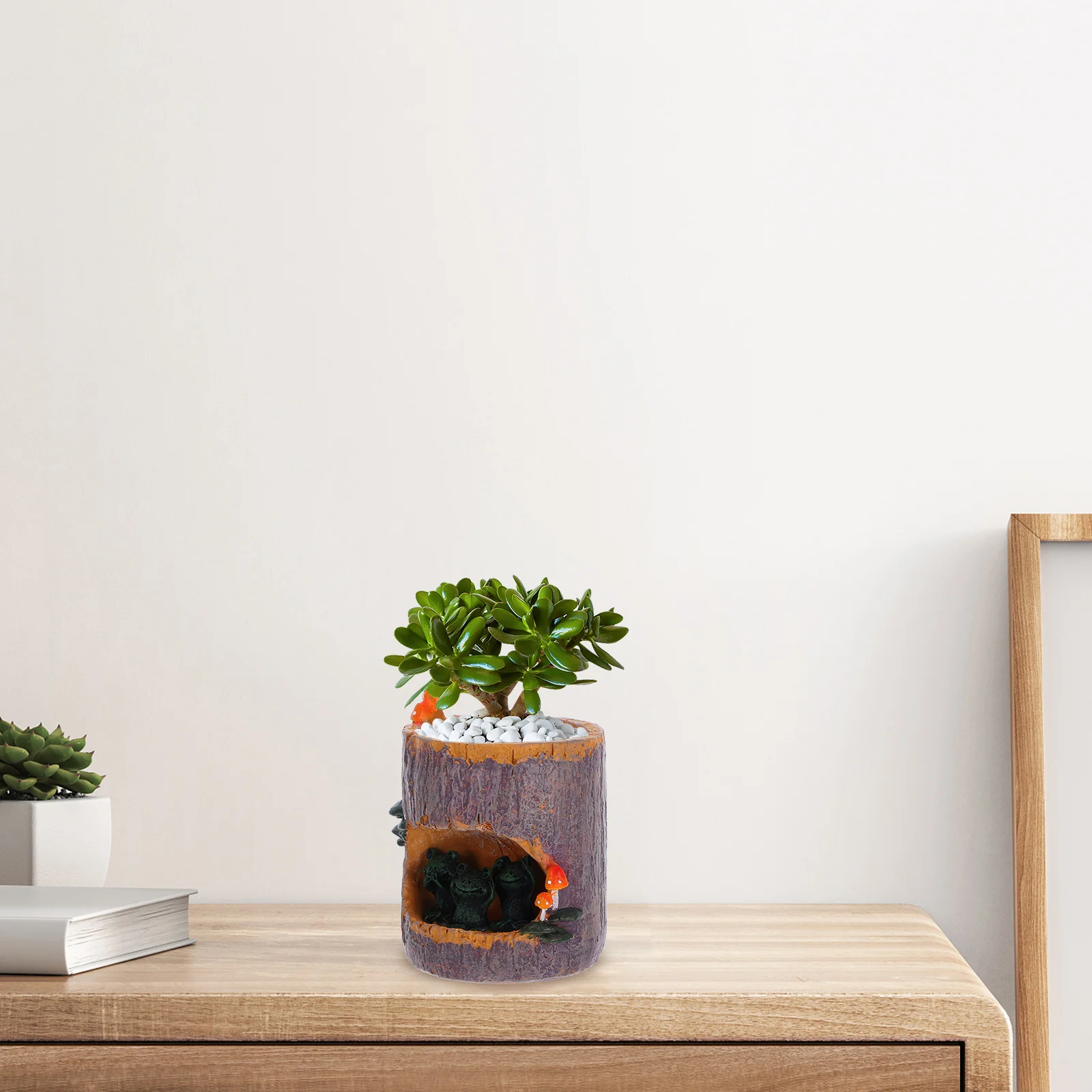 

Green Resin Flower Sedum Succulent Pot Planter Bonsai Trough Box Perfect Indoor Outdoor Garden Pot Decor for Home Office Balcony