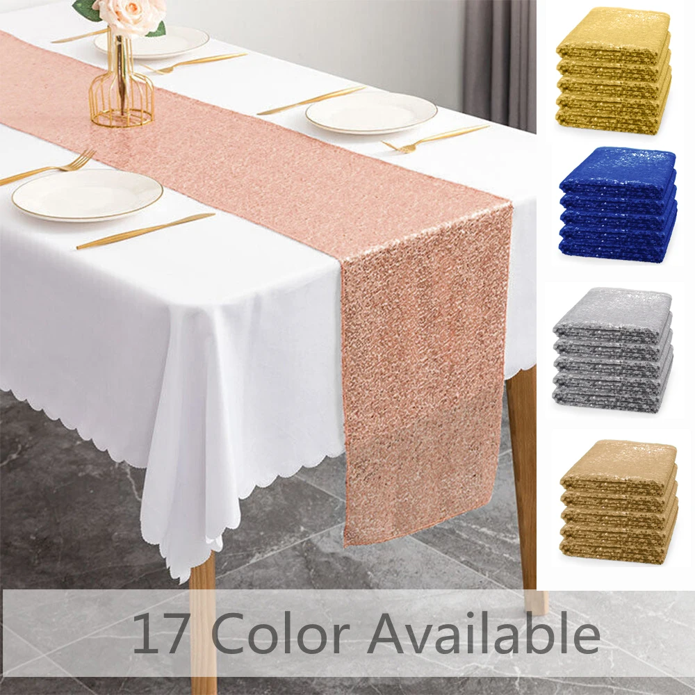 5pcs/ Lot Party Sequin Table Runner for Wedding Christmas Birthday Party Baby Shower Dinning Shiny Table Cover Home Table Decor