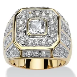 Milangirl New Hip Hop Rock Rings Men Luxury Gold Color Rhinestones Zircon Women Wedding Party