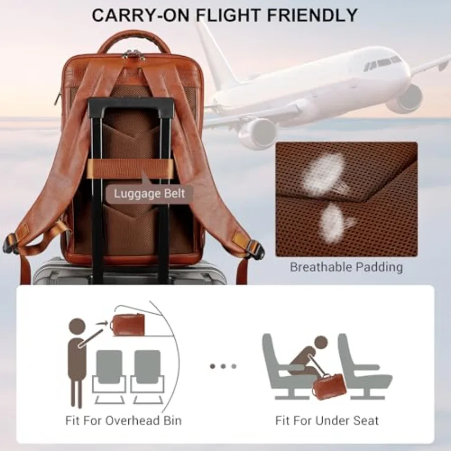 حقيبة ظهر للكمبيوتر المحمول مقاس 15.6 بوصة من الجلد قابلة للتوسيع من TIDING للرجال والنساء حقيبة ظهر للسفر للأعمال حقيبة نهارية كاجوال رفيعة للعمل #3