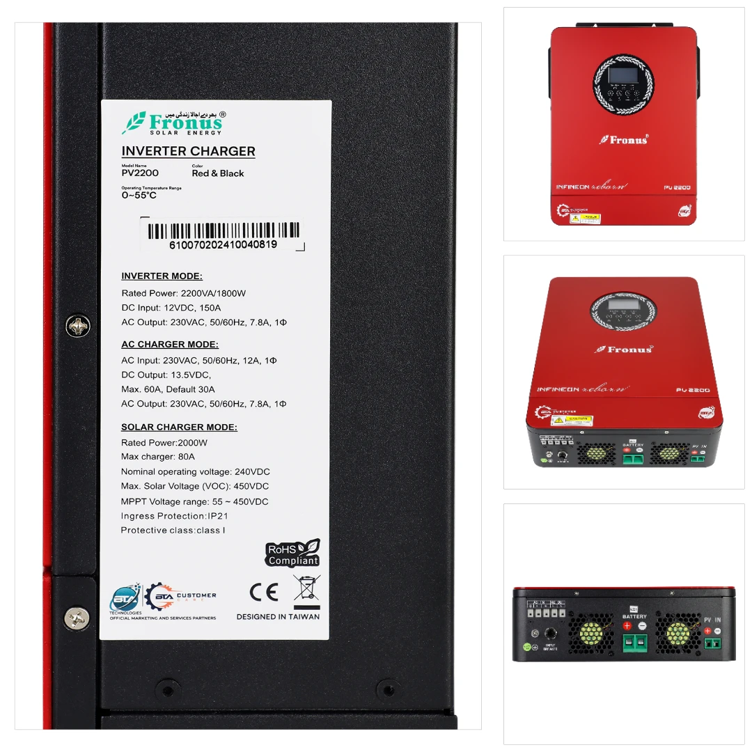 ECGSOLAX 3KW 1.8KW hybrydowy falownik solarny 12V 24V 230Vac Off-Grid hybrydowy falownik solarny wbudowany kontroler ลadowania MPPT 80A