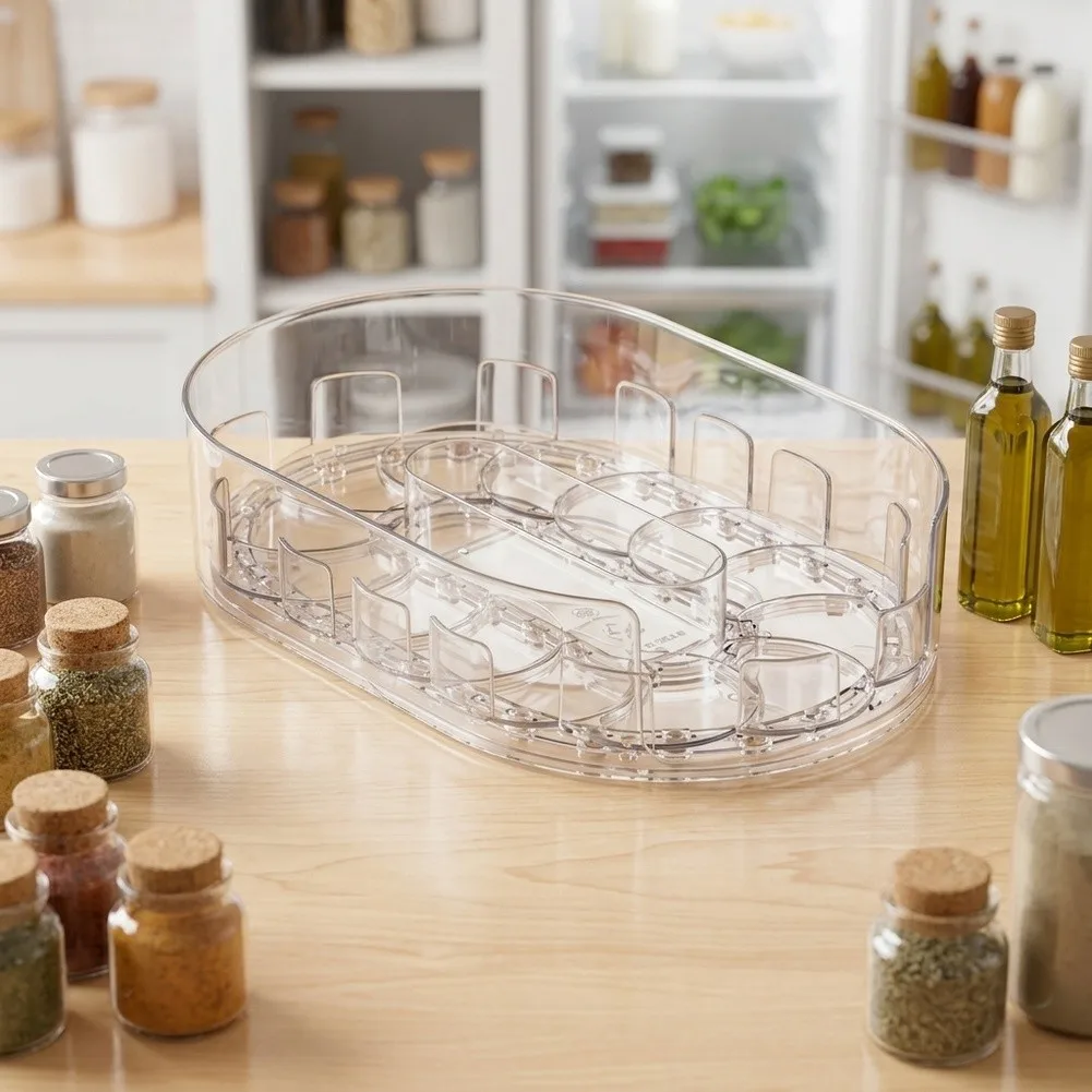 For Refrigerator for Lazy for susan 360 Rotating Organizer for Condiments Spices Sauces Jams Canned Foods 33 cm Diameter