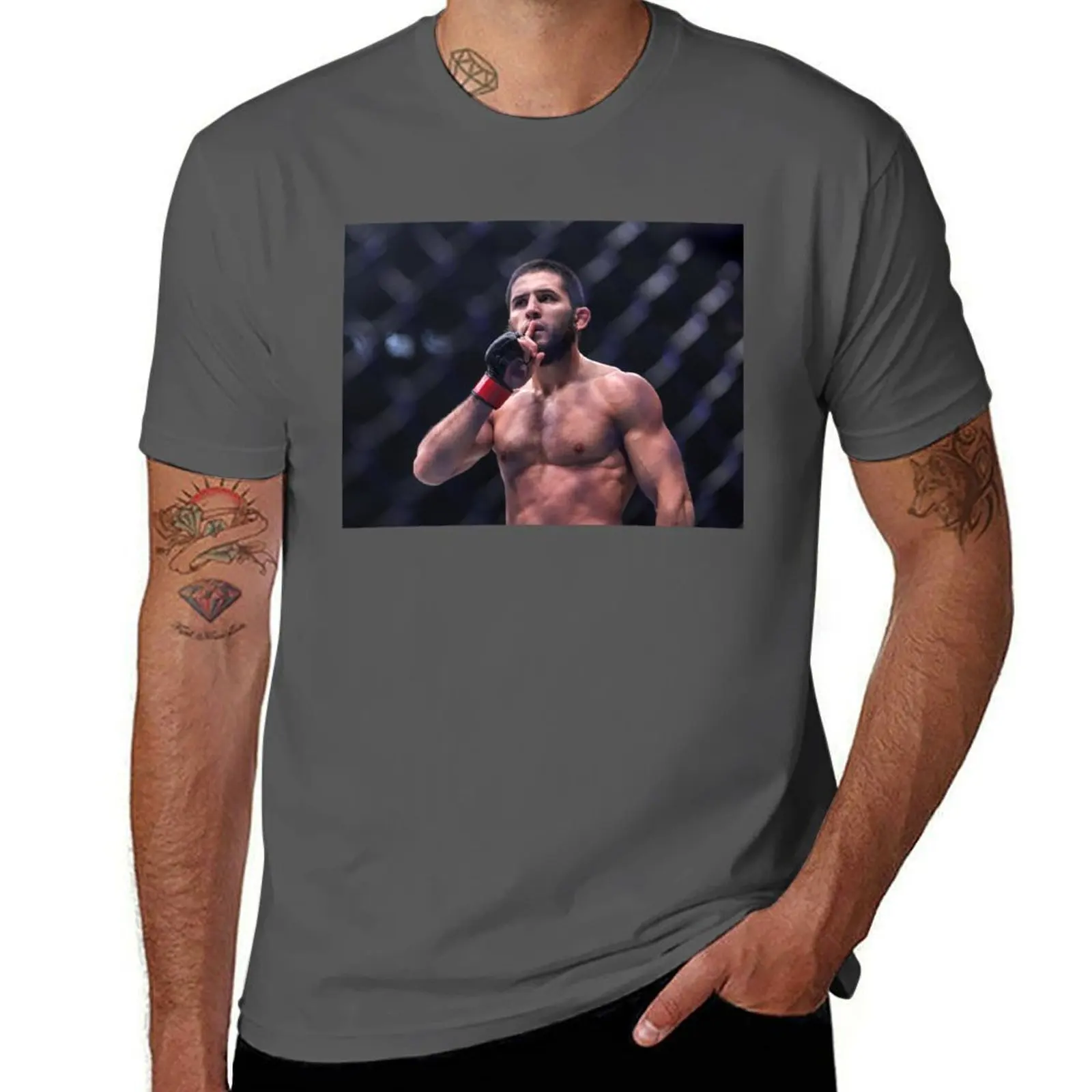 

Islam Makhachev T-Shirt cotton t shirts man 100% t shirts for man graphic funny printed t shirts for man T-Shirt