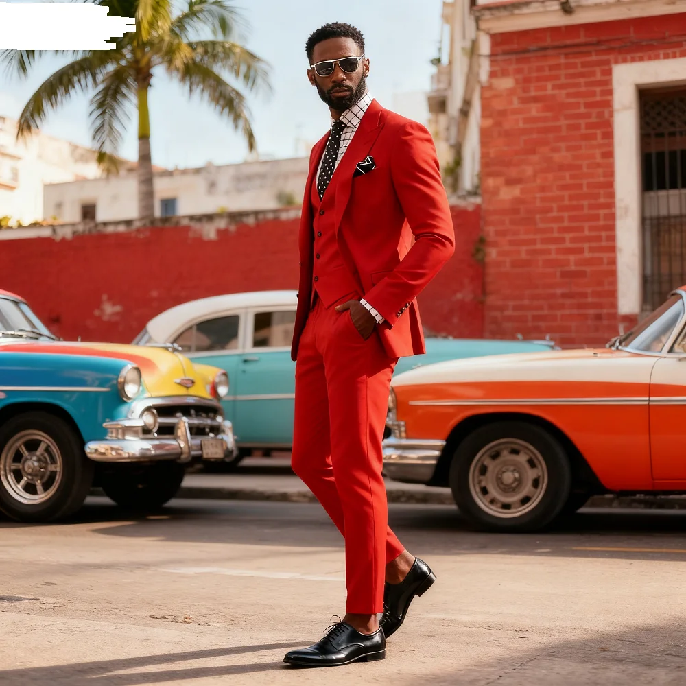 

Solid Color Men's Formal Business Office Suit M-6XL Tuxedo with Jacket Vest Pants for Wedding Party Dress Blazer