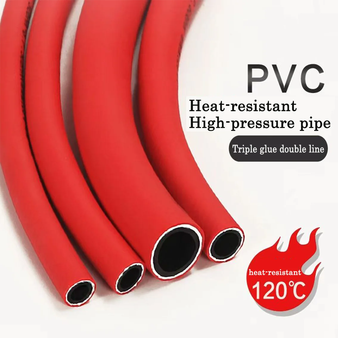

Red Multi Size 6mm~32mm Length 1meter Rubber Heat-resistant High-pressure Hose Oil Resistant PVC Composite Hose Steam Water Pipe