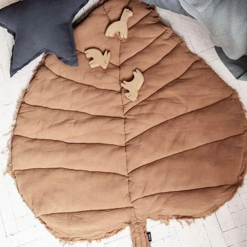 Q22D Baby Kids for Play Mat w kształcie liścia Dywan Noworodek Koc do pełzania Bawełniana podłoga R