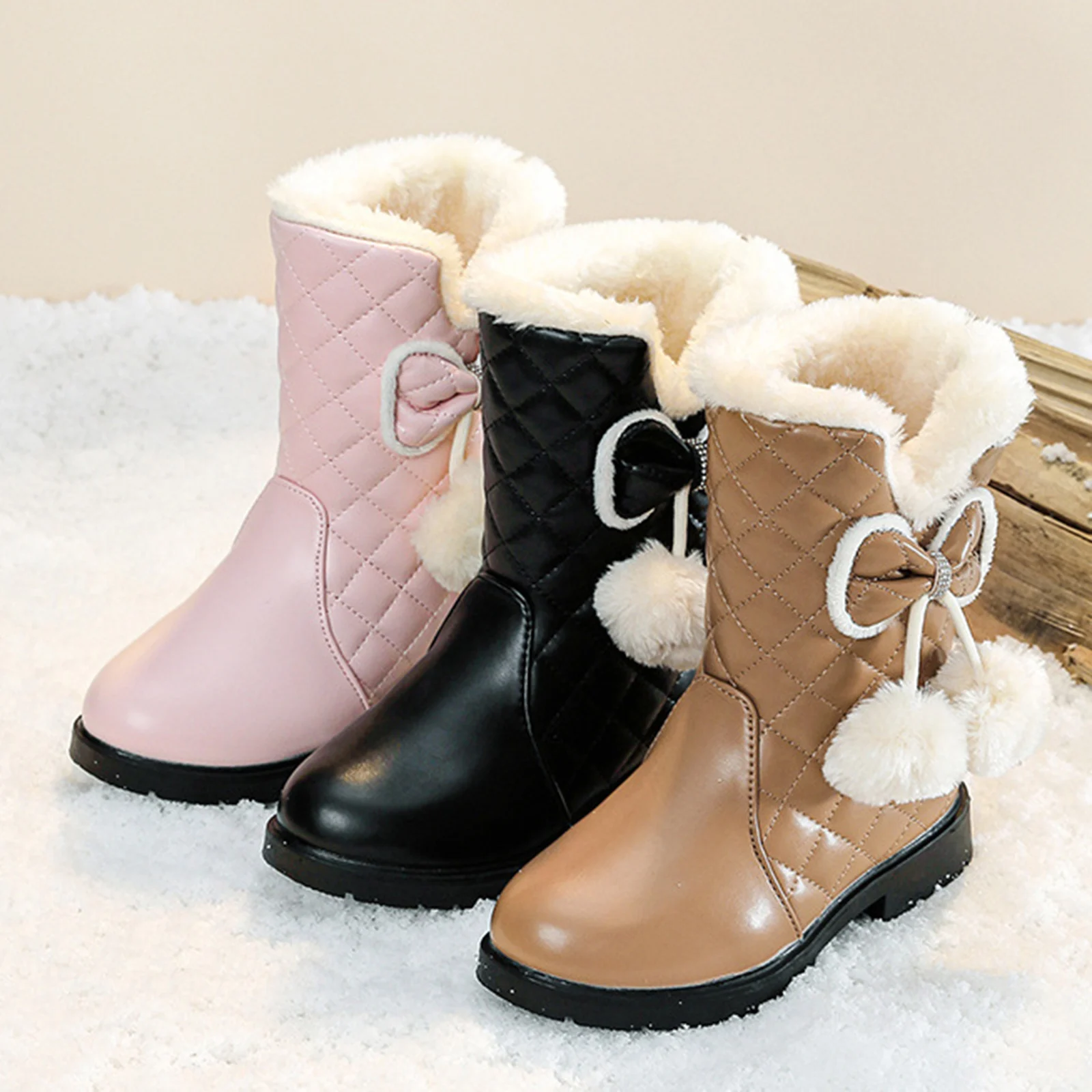 

Children'S Short Boots Autumn Winter Leather Boots British Fashionable Single Boots Warm Boots Non-Slip Toddler Snow Shoes