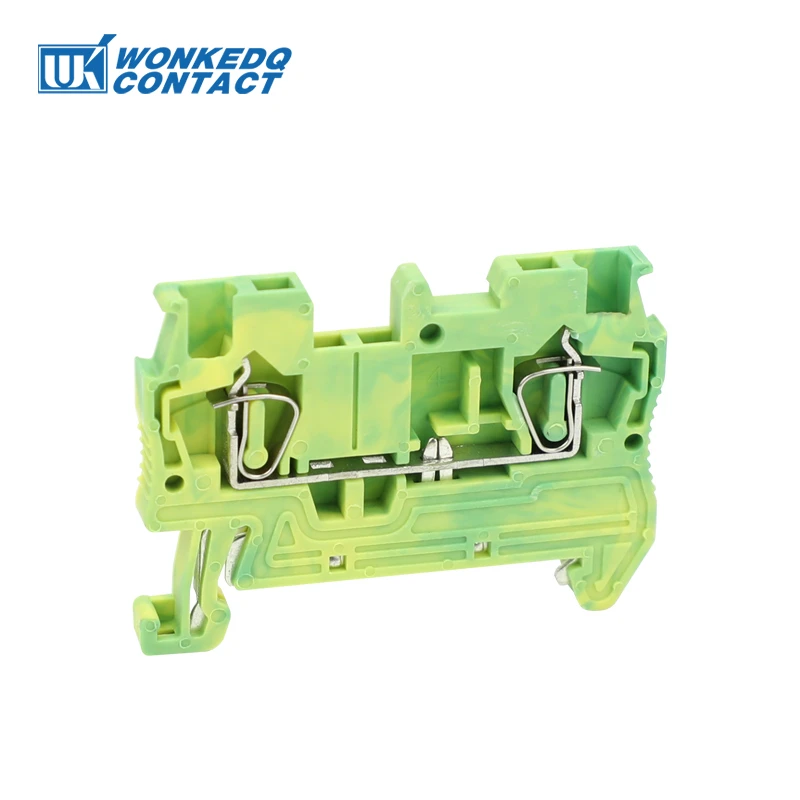 ST1.5-PE Din Rail Spring Cage Terminal Ground Protective 1.5mm² Wire Electrical Earth Connector Terminal Block ST 1.5-PE