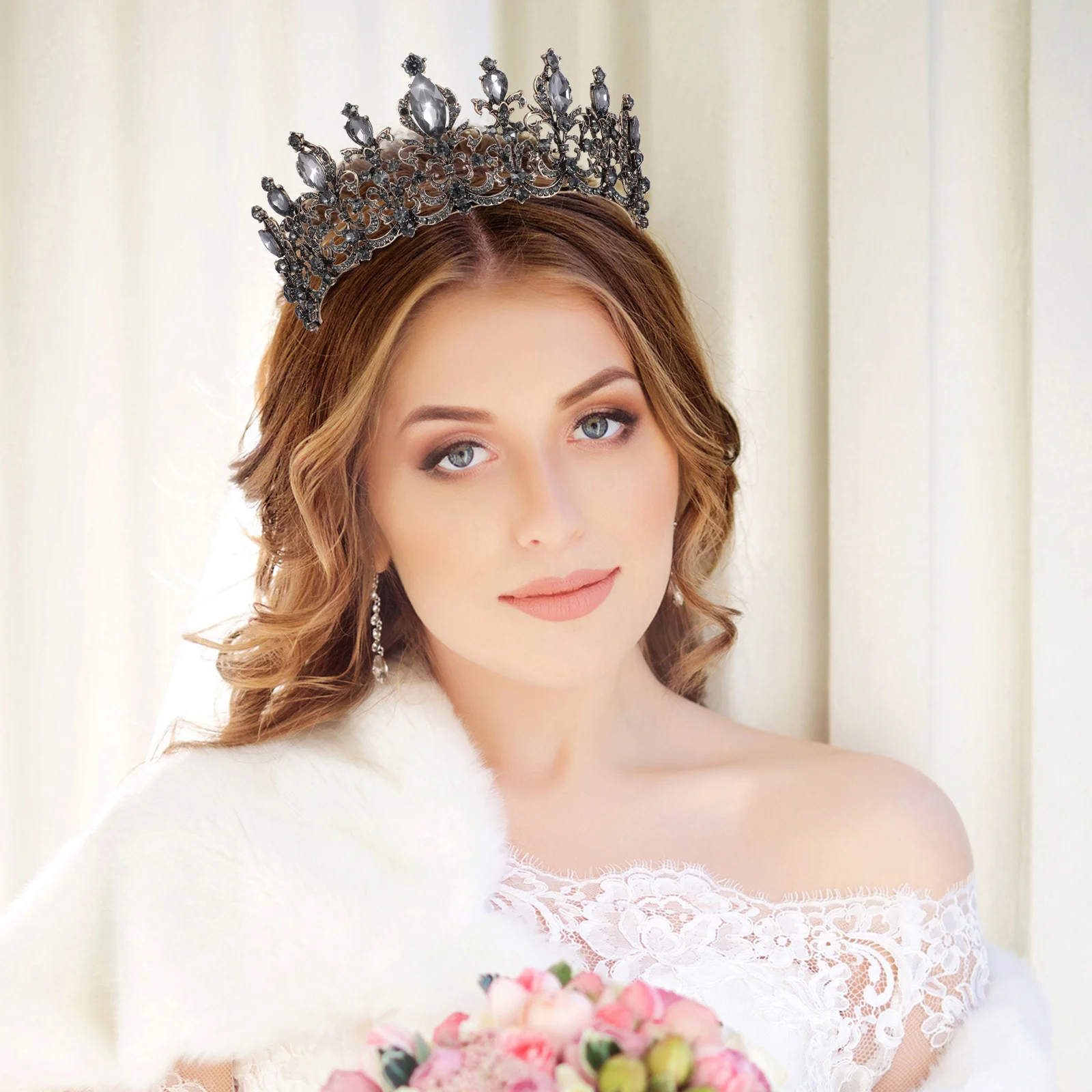 

Wedding Crown Rhinestones Headdress Vintage Women Party Headwear Elegant Costume Accessory Bride Bridesmaid Halloween Prom