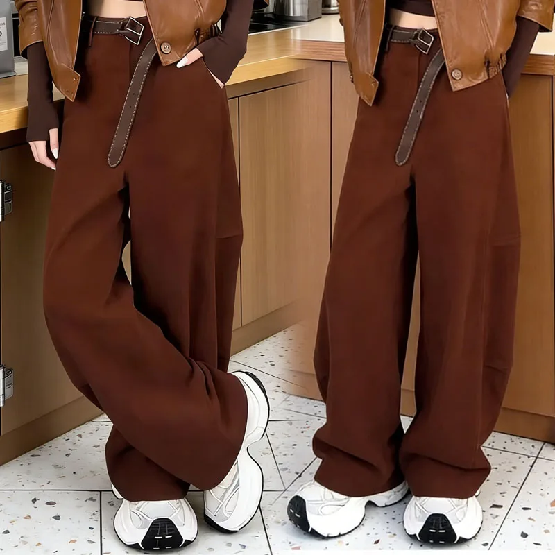 

Женские повседневные брюки с высокой талией в корейском стиле, весна 2026, новая модная коллекция, утягивающие брюки-кюлоты, универсальные прямые брюки