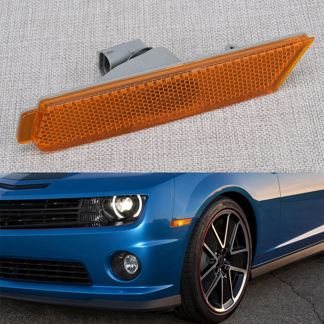 

92246245 Amber Front Left Side Marker Turn Signal Light GM2550197 Fit for Chevrolet Camaro 2010 2011 2012 2013 2014 2015 Plastic