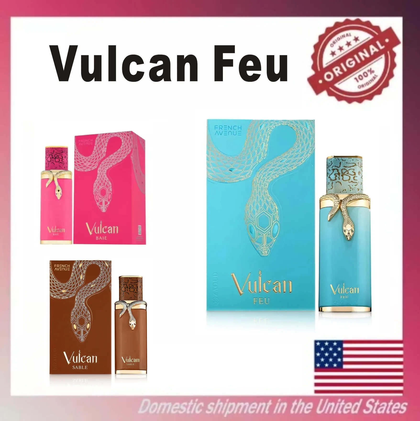 Fragrance World French Avenue Vulcan Collection (Vulcan Feu) vanilla perfum，men cologne long lasting fragrance，Christmas gifts,