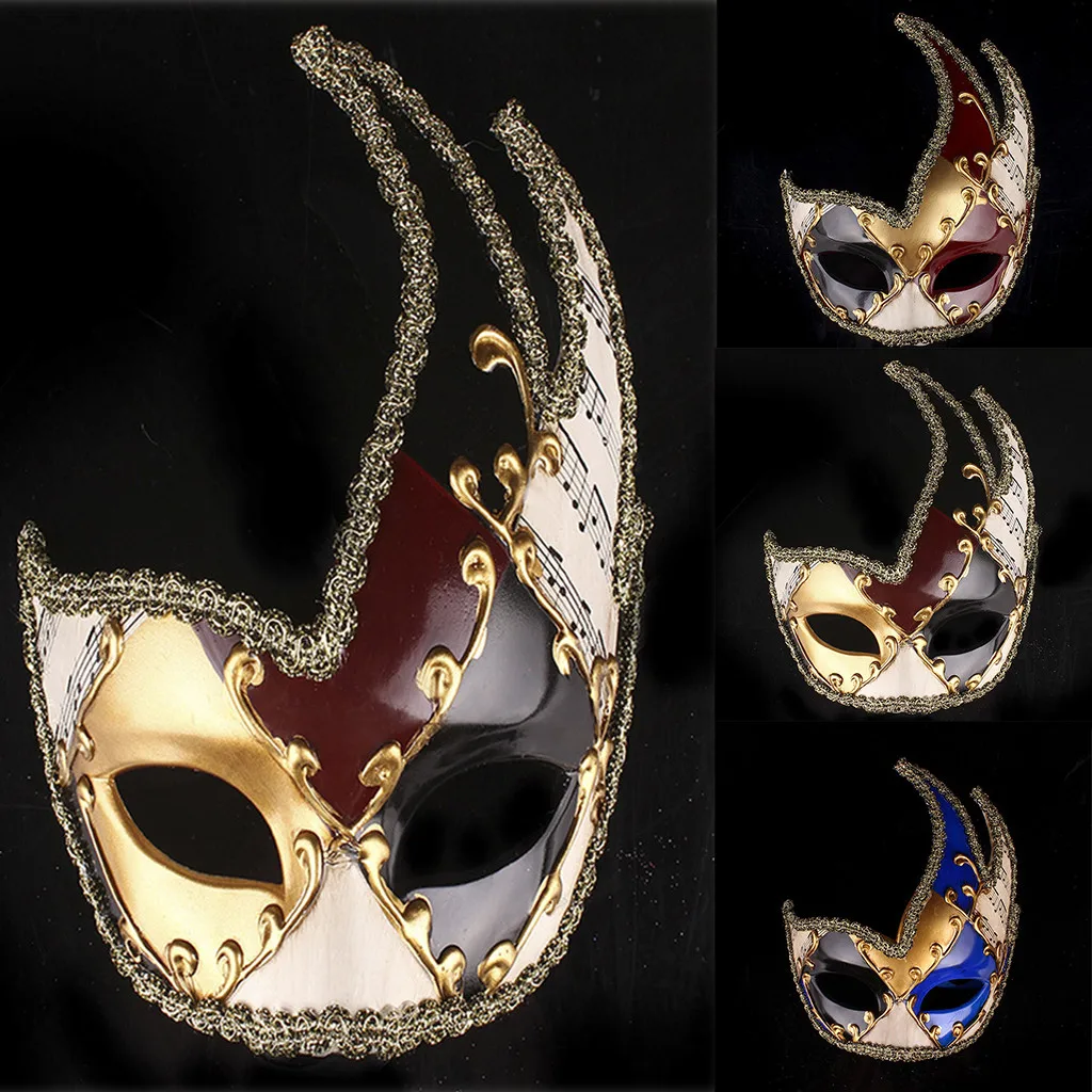 Mardi Gras Mask Men'S Masquerade Mask Vintage Venetian Checkered Musical Party Masquerade Mask Vintage Venetian Checkered