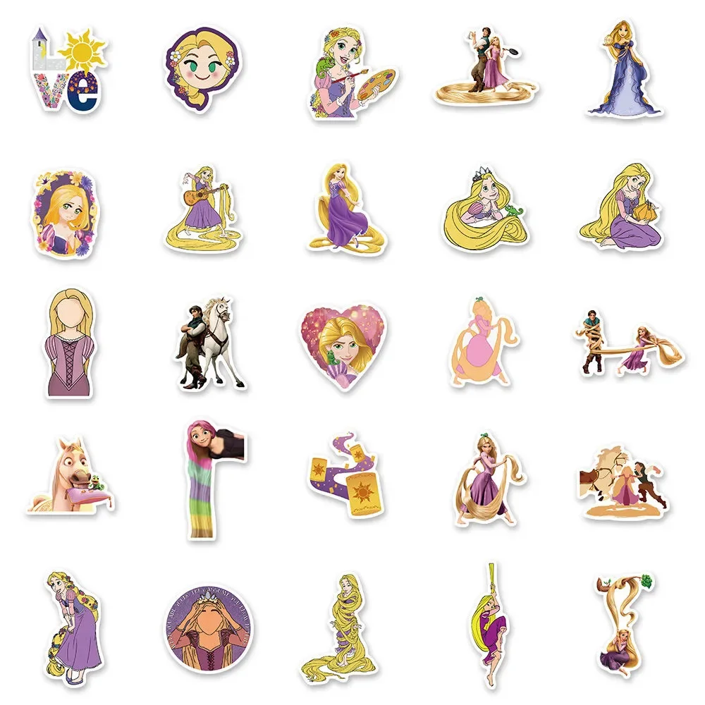 10/30/50pcs Disney Cartoon Movie Tangled Rapunzel Stickers for Kids DIY Laptop Phone Stationery Waterproof Vinyl Anime Sticker