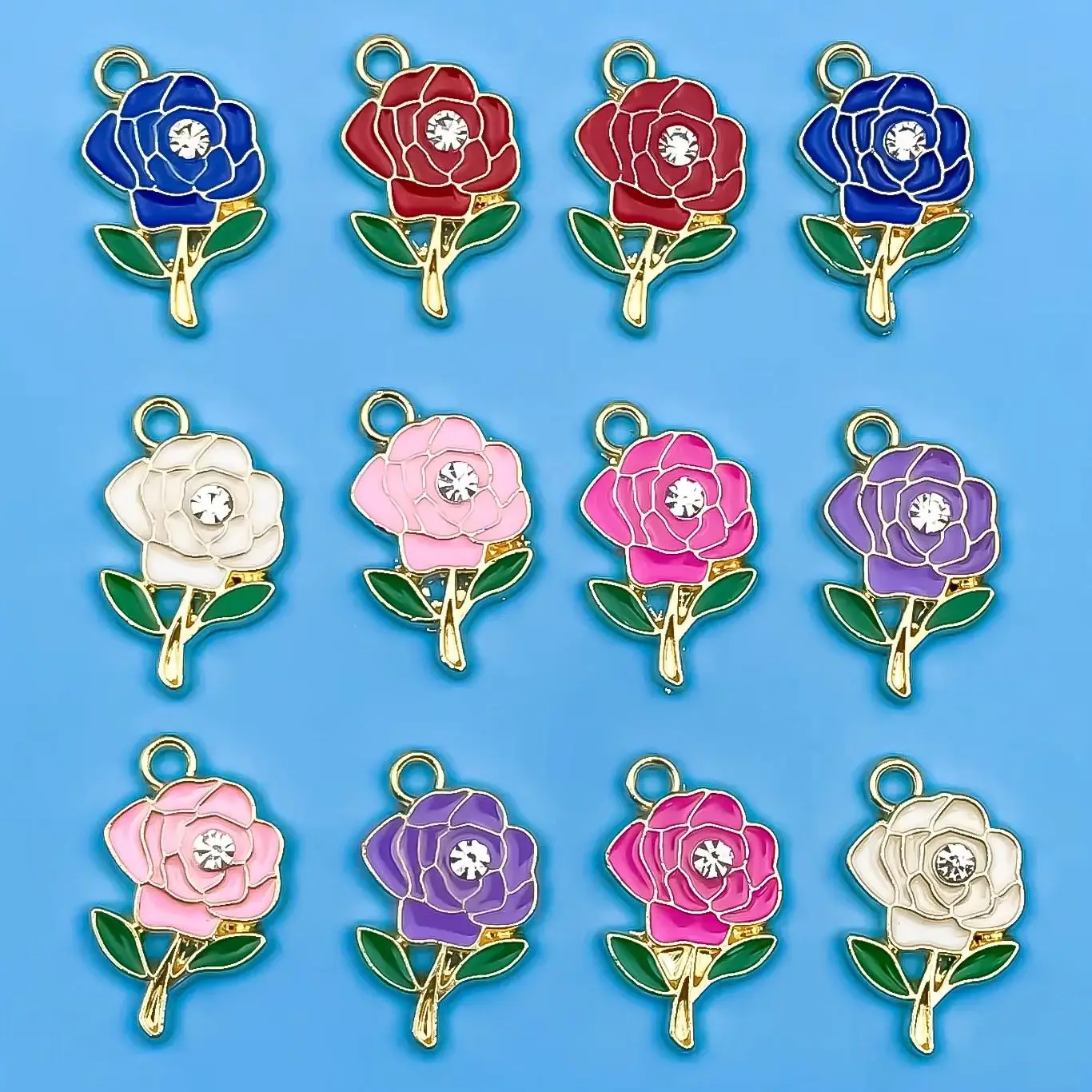 12/18pcs Legierung Metall Emaille bunte Blumen Charms Anhänger Schmuck Herstellung Armband Halskette DIY Ohrringe Zubehör