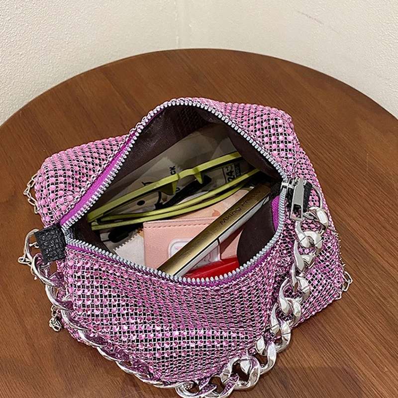 Full Rhinestone Shoulder Bags Bling Diamond Crossbody Bag Women Wedding Party Handbags Fashion Shoulder Purses New Chains Bags