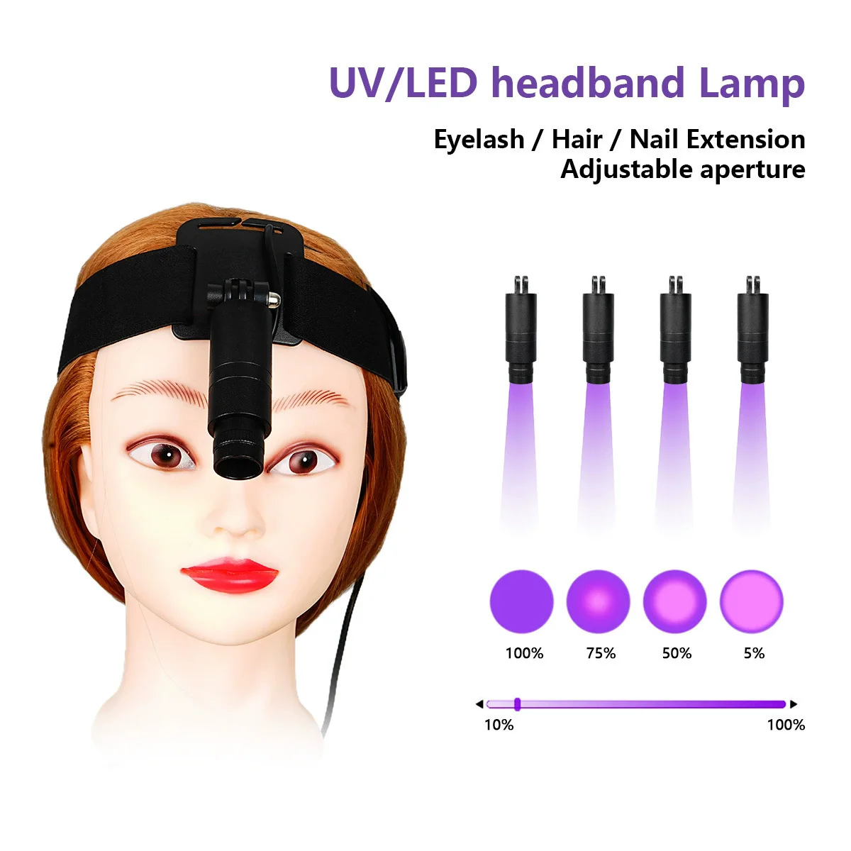 New Spotlight Head-mounted 6W Eyelash Grafting Extension Nail Beauty with Foot Pedal Ultraviolet UV Cure Lamp 1/2 bottle glue ﻿