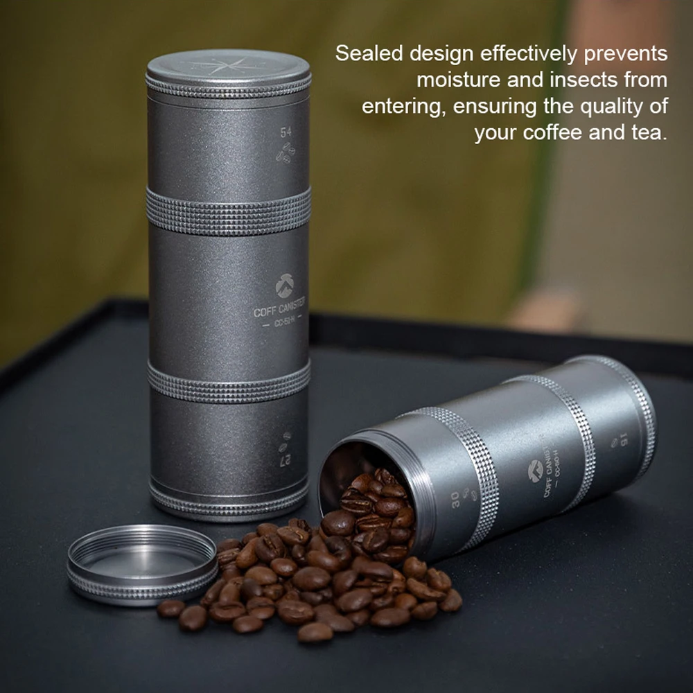 Coffee Can Outdoor Camping Aluminum Alloy Coffee Bean Tea-leaves Storage Bottle Seal-ed Layered Storage Jar for Coffee and Tea