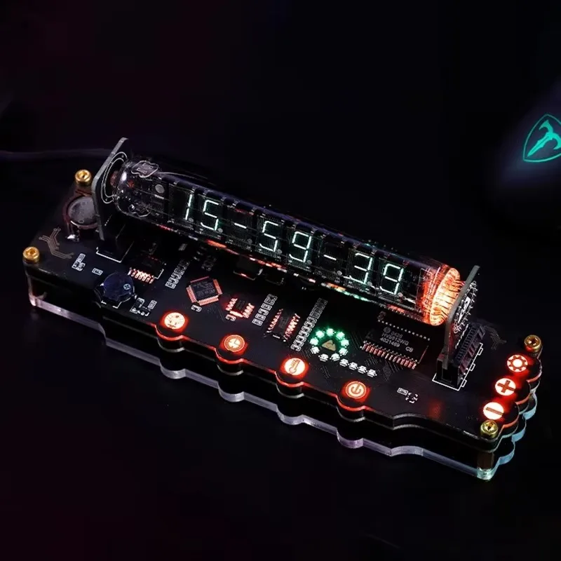 

Creativity Fluorescent Tube Clock E-sports Art Gaming Room Computer Desktop Digital Clock Home Decoration Desk Clocks Gift