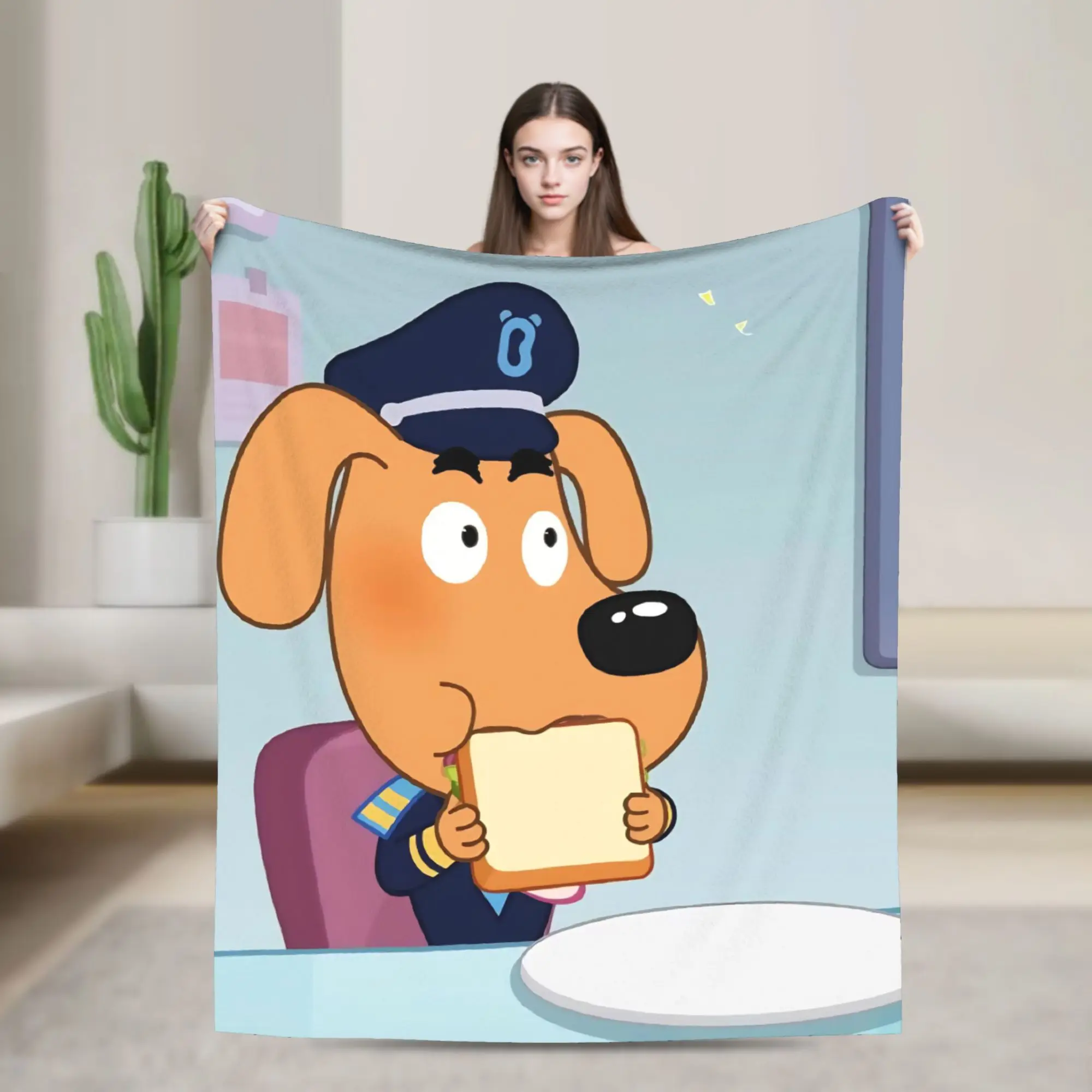 

Warm Soft BlanketChildren Airplane Travel Sheriffs Labradors Throw Blanket Flannel Bedspread Couch Chair Funny Sofa Bed Cover