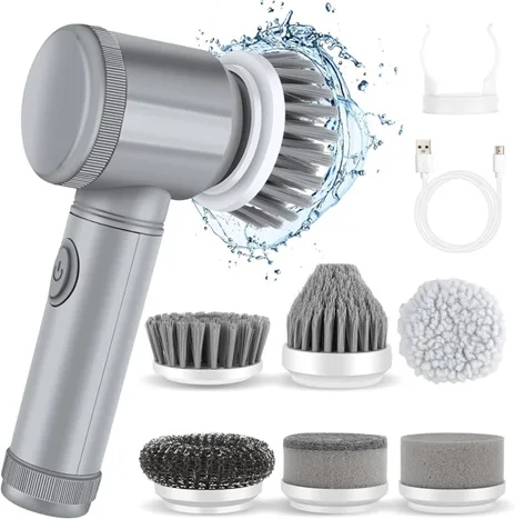 Elétrica Spin Scrubber LA1 Pro, Cordless Spin Scrubber com 6 substituíveis Escova Cabeças, Alça de extensão ajustável, Cabo de alimentação