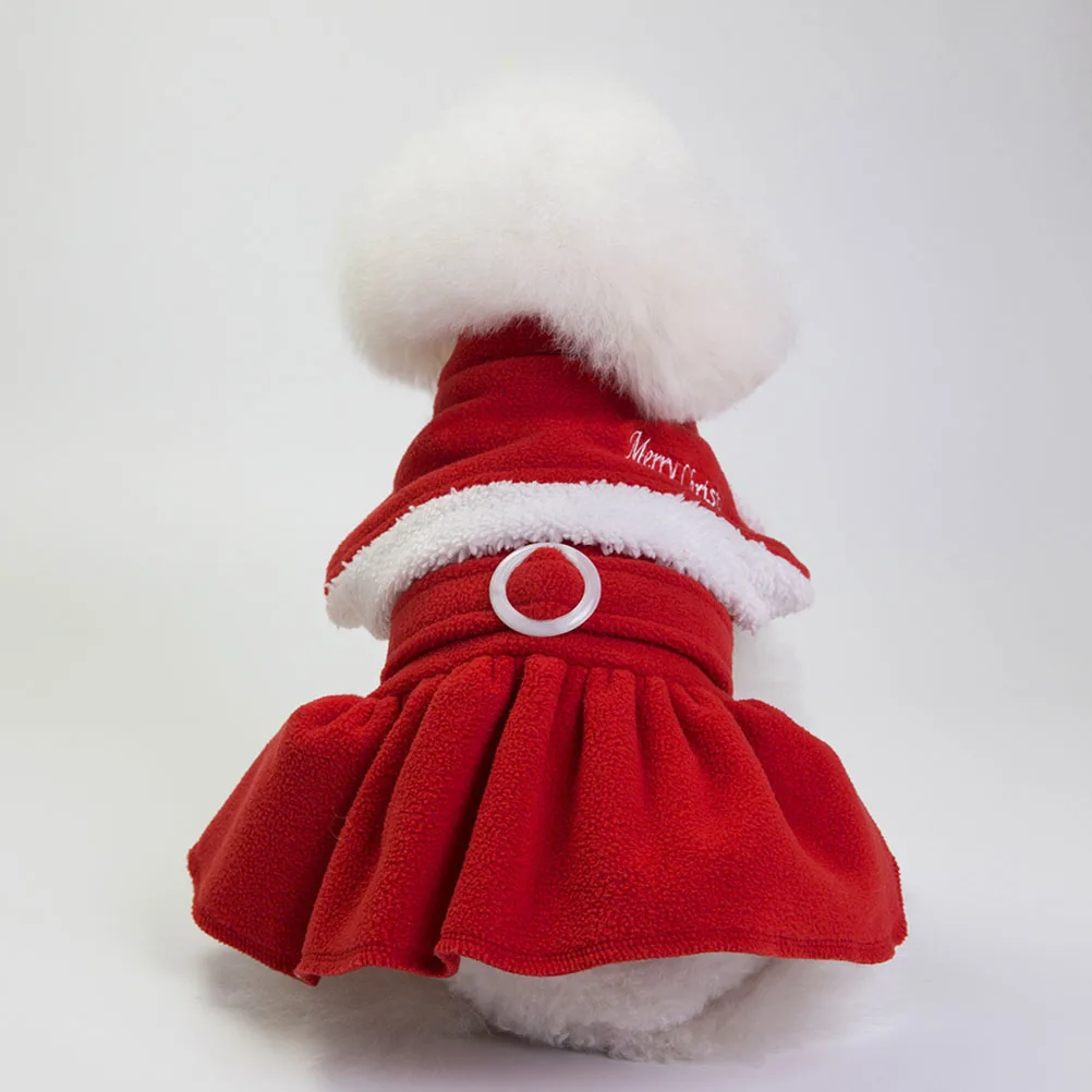 

Dog Cat Christmas Skirt Red Polar Fleece Pet Garment Adorable Holiday Outfit Xmas Fleece Skirt for Small Animals Festive Style