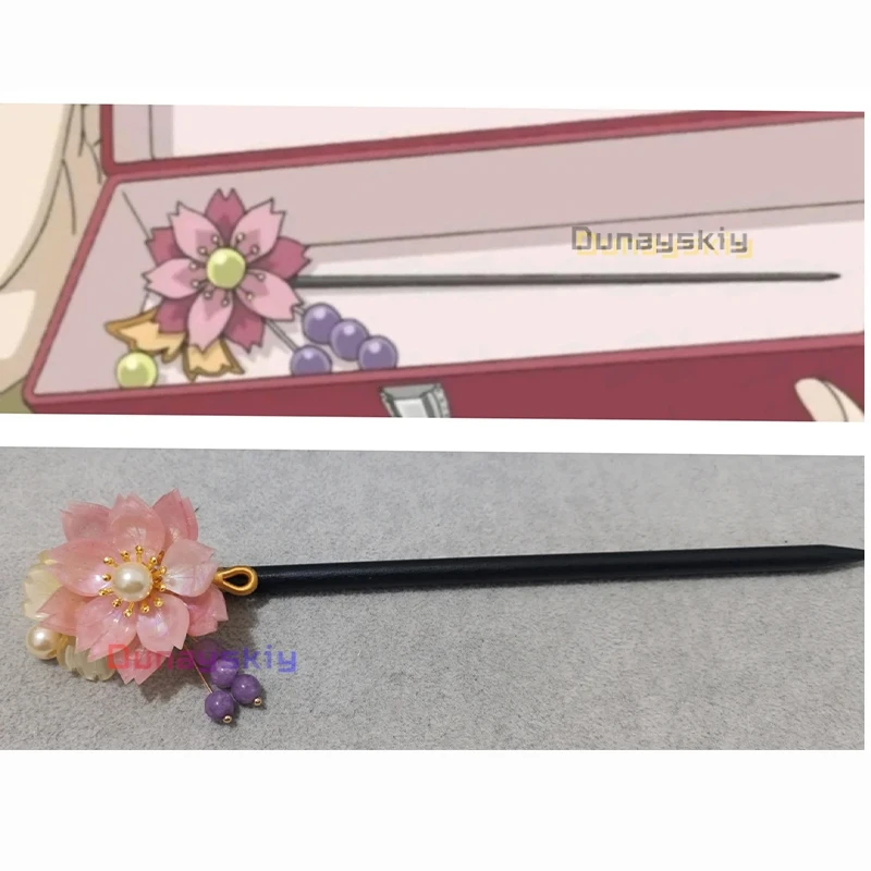 

Anime Nanami Cosplay Costume Wooden Hair Stick Chinese Style Winding Flower Hairpin With Tassel Kamisama Love Role-playing Prop