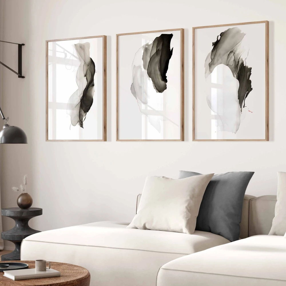 3pcs frameless Canvas Painting Modern Minimalist Art Black White Wall Prints Poster Living Room Art Office Abstract Watercolor P