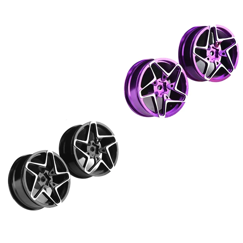 4Pcs 1/10 On-Road Drift Car 52MM Aluminum Alloy Metal Wheel Hub 1.9Inch Climb Car Wheel Rim For HSP Tamiya HPI Parts Purple