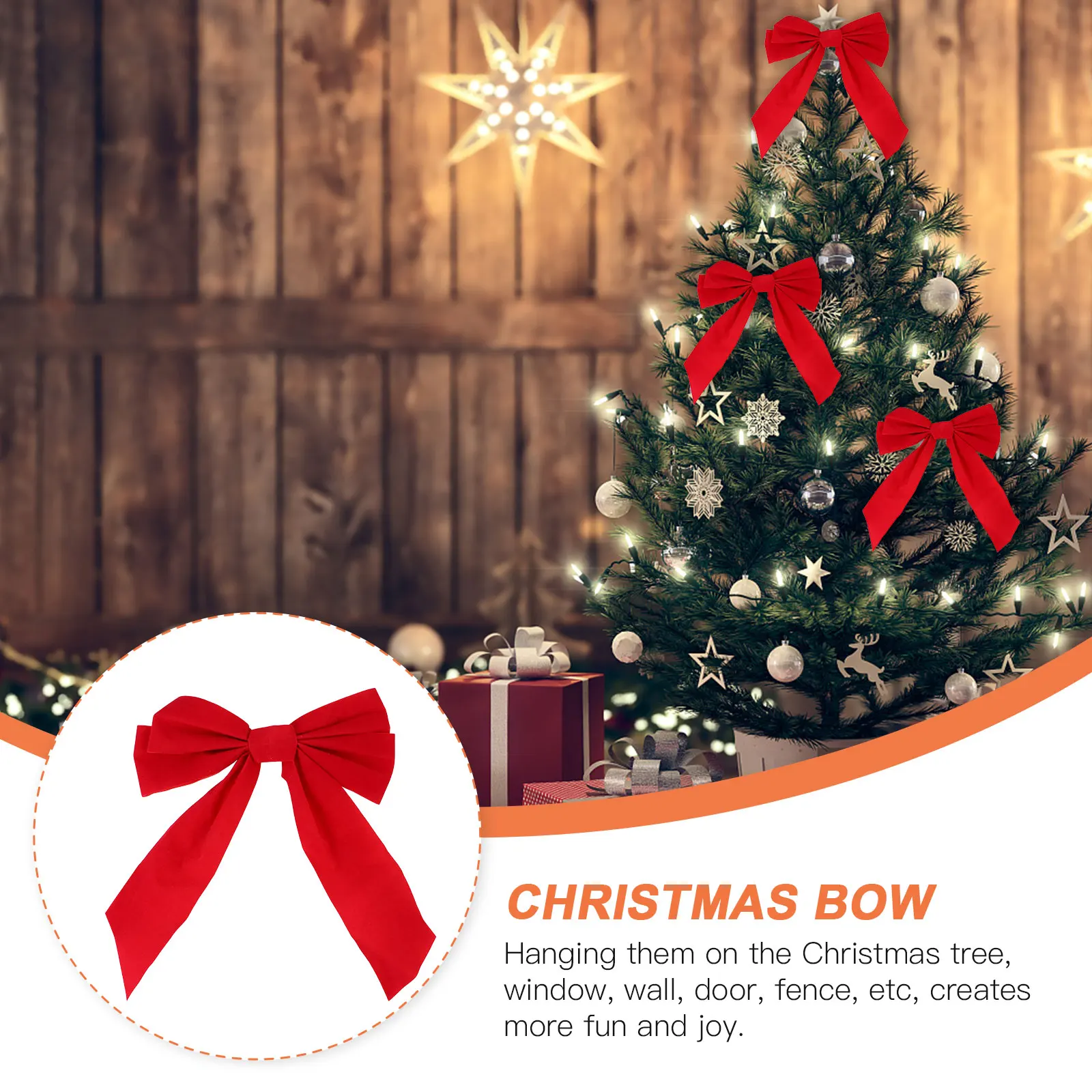 

10Pcs Christmas Tree Bow Red Large DIY Wreath Bow Pendant Decoration Ornament for Xmas Garland Wreath Holiday Decor