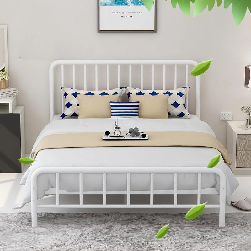 

Nordic Instagram style iron art bed, internet red, double white, single person, 1.35-meter iron frame, 1.9 bedroom, 1.2 children