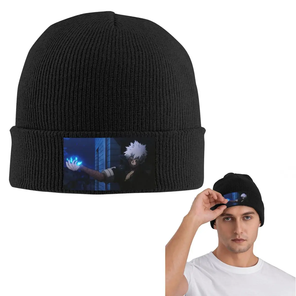 My Hero Academia Dabi Anime Manga MHA Blueflame gorro tejido gorro de Hip Hop Otoño Invierno gorros al aire libre sombreros para adultos