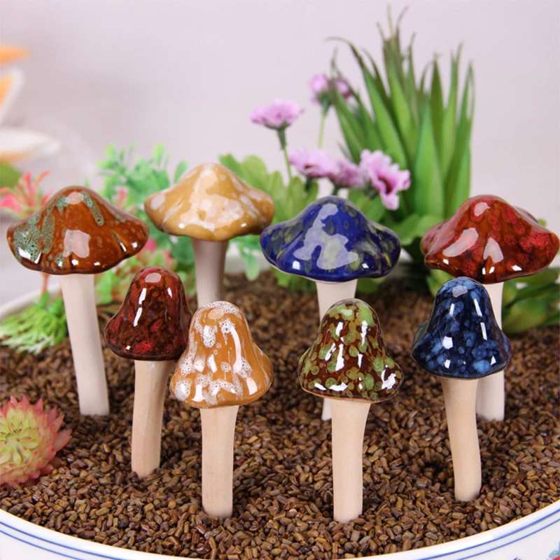 Vivid Fairy Mushroom Ceramics Home Garden Flower Pot Aquarium Decoration  Artificial Toadstool Mushroom Ornaments Outdoor Decor